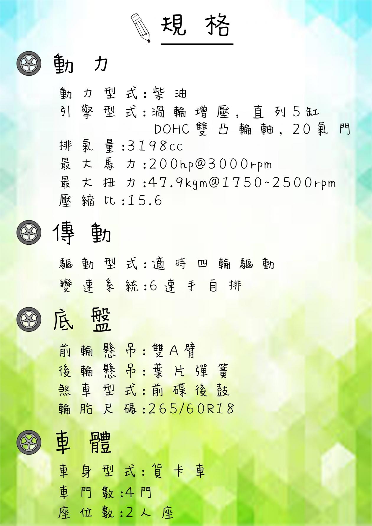 16 Ford Ranger 規格